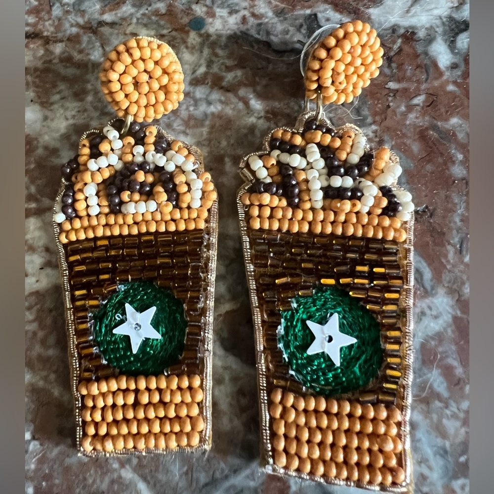 Beaded Coffee Earrings ☕️